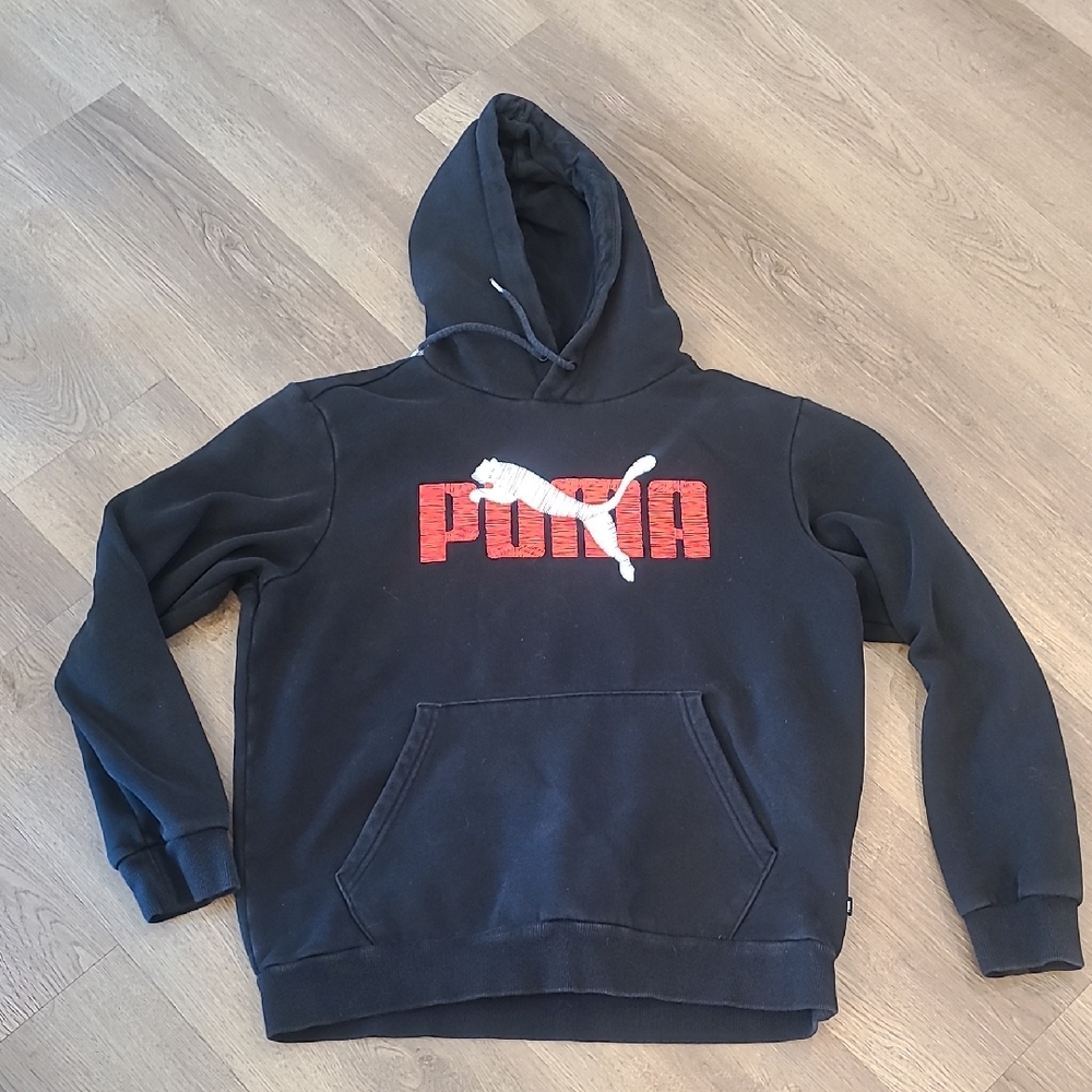 Puma Black Hoodie with Red Logo